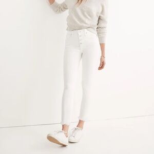 Madewell 10" High-Rise Skinny Crop Jeans: Button-Front Edition, White, size 23